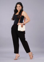 Women's Regular Fit Mid-Rise Ankle Length Solid Cotton Trouser Pants