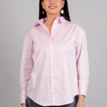 Women’s Solid Spread Collar With Long Sleeves Casual Shirt