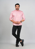Men’s Cotton Fabric Spread Collar & Long Sleeves Solid Shirt - Image 2