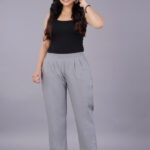 Women's Regular Fit Mid-Rise Ankle Length Solid Cotton Trouser Pants