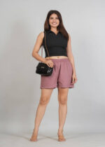Women's Cotton Fabric Comfortable-Fit Mid-Thigh Casual Short