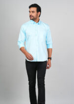 Men’s Cotton Fabric Spread Collar & Long Sleeves Solid Shirt - Image 2