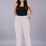 Women's Regular Fit Mid-Rise Ankle Length Solid Cotton Trouser Pants