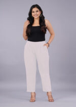 Women's Regular Fit Mid-Rise Ankle Length Solid Cotton Trouser Pants