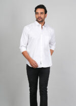 Men’s Cotton Fabric Spread Collar & Long Sleeves Solid Shirt - Image 2