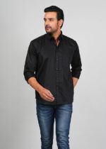 Men’s Cotton Fabric Spread Collar & Long Sleeves Solid Shirt - Image 2
