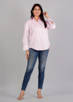 Women’s Solid Spread Collar With Long Sleeves Casual Shirt - Image 2