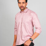 Men’s Cotton Fabric Spread Collar & Long Sleeves Solid Shirt