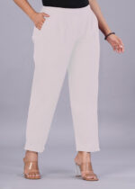 Women's Regular Fit Mid-Rise Ankle Length Solid Cotton Trouser Pants - Image 2