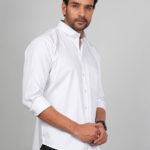 Men’s Cotton Fabric Spread Collar & Long Sleeves Solid Shirt