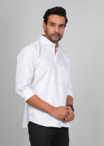 Men’s Cotton Fabric Spread Collar & Long Sleeves Solid Shirt