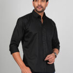 Men’s Cotton Fabric Spread Collar & Long Sleeves Solid Shirt