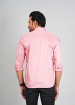 Men’s Cotton Fabric Spread Collar & Long Sleeves Solid Shirt - Image 3