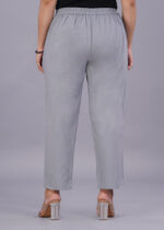 Women's Regular Fit Mid-Rise Ankle Length Solid Cotton Trouser Pants - Image 4