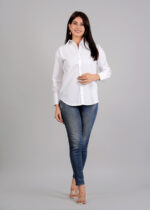 Women’s Solid Spread Collar With Long Sleeves Casual Shirt - Image 3