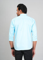 Men’s Cotton Fabric Spread Collar & Long Sleeves Solid Shirt - Image 4