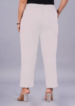 Women's Regular Fit Mid-Rise Ankle Length Solid Cotton Trouser Pants - Image 3