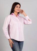 Women’s Solid Spread Collar With Long Sleeves Casual Shirt - Image 4