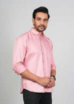 Men’s Cotton Fabric Spread Collar & Long Sleeves Solid Shirt - Image 4