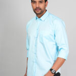 Men’s Cotton Fabric Spread Collar & Long Sleeves Solid Shirt