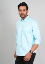 Men’s Cotton Fabric Spread Collar & Long Sleeves Solid Shirt