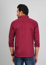 Men’s Cotton Fabric Spread Collar & Long Sleeves Solid Shirt - Image 4