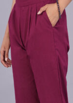 Women's Regular Fit Mid-Rise Ankle Length Solid Cotton Trouser Pants - Image 5