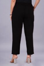 Women's Regular Fit Mid-Rise Ankle Length Solid Cotton Trouser Pants Combo Pack of 2 Pc - Image 2