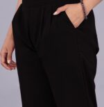 Women's Regular Fit Mid-Rise Ankle Length Solid Cotton Trouser Pants Combo Pack of 2 Pc - Image 4