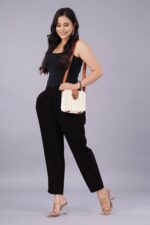 Women's Regular Fit Mid-Rise Ankle Length Solid Cotton Trouser Pants Combo Pack of 2 Pc - Image 6