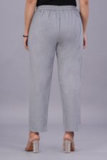 Women's Regular Fit Mid-Rise Ankle Length Solid Cotton Trouser Pants Combo Pack of 2 Pc - Image 2