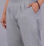 Women's Regular Fit Mid-Rise Ankle Length Solid Cotton Trouser Pants Combo Pack of 2 Pc - Image 4