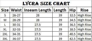 Lycra Trouser Pants Size Chart