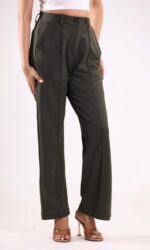 Women's Viscose Rayon High-Waist Formal Wear Solid Straight-Fit Trouser Pants - Image 3