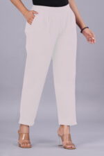 Women's Regular Fit Mid-Rise Ankle Length Solid Cotton Trouser Pants Combo Pack of 2 Pc - Image 3