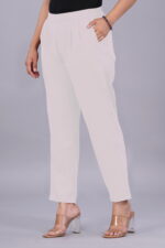 Women's Regular Fit Mid-Rise Ankle Length Solid Cotton Trouser Pants Combo Pack of 2 Pc - Image 3