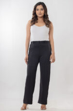 Women's Viscose Rayon High-Waist Formal Wear Solid   Straight-Fit Trouser Pants