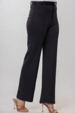 Women's Viscose Rayon High-Waist Formal Wear Solid   Straight-Fit Trouser Pants - Image 2