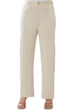 Women's Viscose Rayon High-Waist Formal Wear Solid   Straight-Fit Trouser Pants - Image 2