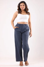 Women's Viscose Rayon High-Waist Formal Wear Solid   Straight-Fit Trouser Pants