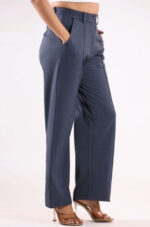 Women's Viscose Rayon High-Waist Formal Wear Solid   Straight-Fit Trouser Pants - Image 2