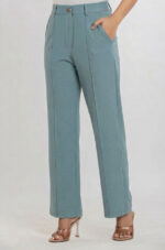 Women's Viscose Rayon High-Waist Formal Wear Solid   Straight-Fit Trouser Pants - Image 2