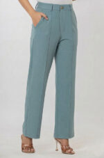 Women's Viscose Rayon High-Waist Formal Wear Solid   Straight-Fit Trouser Pants - Image 3
