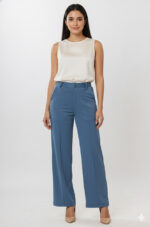 Women's Viscose Rayon High-Waist Formal Wear Solid   Straight-Fit Trouser Pants