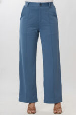 Women's Viscose Rayon High-Waist Formal Wear Solid   Straight-Fit Trouser Pants - Image 2