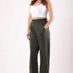 Women's Viscose Rayon High-Waist Formal Wear Solid Straight-Fit Trouser Pants