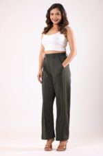 Women's Viscose Rayon High-Waist Formal Wear Solid Straight-Fit Trouser Pants