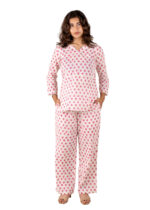 Women's Cotton Fabric Floral Printed V-Neck Design Stylish Co-ord Set
