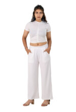 Women's Viscose Rayon Elastic Band Straight Fit High Waist Solid Trousers Pant