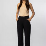 Women's Viscose Rayon Elastic Band Straight Fit High Waist Solid Trousers Pant